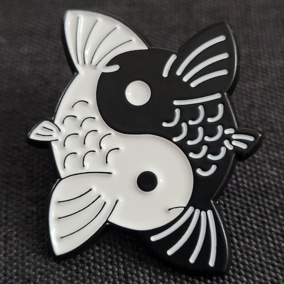 Koi Fish Yin & Yang Enamel Pin - Picture 3 of 10